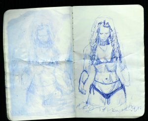 moleskine sketch journal - woman in bathing suit