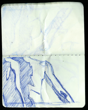 moleskine sketch journal -- back study for stencil